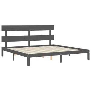 Berkfield Bed Frame with Headboard Grey 200x200 cm Solid Wood