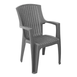 simpa Stackable Plastic Rattan Effect Garden Chair - Grey Set of 2