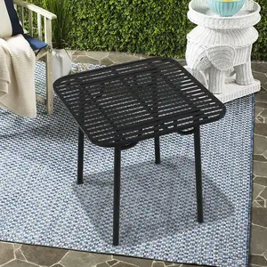 80cm W Square Outdoor Metal Garden Table with Anti-Rust Coating Design