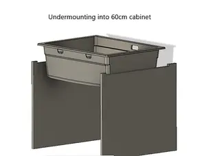 Quadron Logan 100 Workstation Sink Undermount, Black GraniteQ material