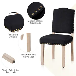 Yaheetech Set of 2 Upholstered Dining Chair with Nailhead Trim Black