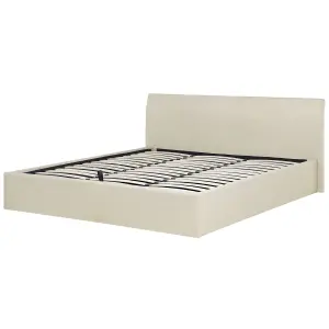 Fabric EU Super King Size Ottoman Bed Beige ORBEY