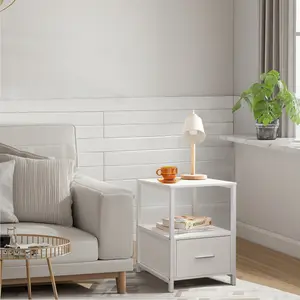 NS 1 Drawer Bedside Table White