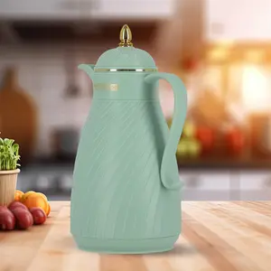 Royalford Glass Vacuum Flask, Vacuum Insulated Tea Carafe 1000ML -Heat & Cold Retention, Thermal Insulated Airpot, Green