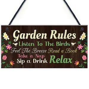 Red Ocean Garden Signs And Plaques For Outside Garden Rules Sign Novelty Hanging Plaque Summer House Sign Shed Sign Friendship