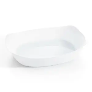 URBNLIVING 34cm Width White Opal Glass Rectangular Serving Dish