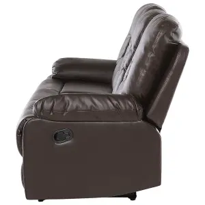 3 Seater Faux Leather Manual Recliner Sofa Brown BERGEN