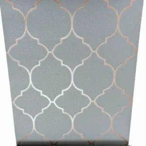 Erismann Grey Copper Glitter Metallic Trellis Thick Textured Vinyl Wallpaper