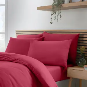 Catherine Lansfield Bedding So Soft Easy Iron Single Duvet Cover Set with Pillowcase Hot Pink