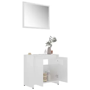 Berkfield 3 Piece Bathroom Furniture Set High Gloss White Engineered Wood