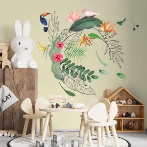 Walplus Contemporary Tropical Leaves and Flowers Wall Stickers Mural Decal