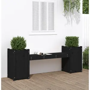 Berkfield Planter Bench Black 180x36x63 cm Solid Wood Pine