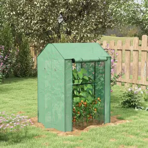 Outsunny 2-Room Greenhouse with 2 Roll-up Doors and Vent Holes, 100x80x150cm