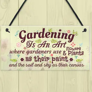 Red Ocean Gardening Is An Art Novelty Hanging Plaque SummerHouse Sign Garden Shed Friendship Gift