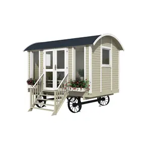 Inmedias Garden Shepherds Hut Log Cabin - 3.6m x 2.4m - Glamping Pod Building with Decorative Wheels