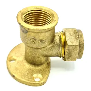 Conex 15mm x G1/2 Female Wallmounted Elbow Adaptor Brass Compression Fitting Connector