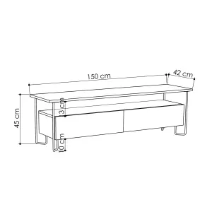 Decortie Cornea Modern TV Unit White with Storage TV Cabinet 150cm