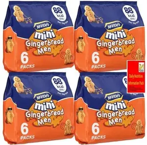 Mcvities Multipack Mini Gingerbread Men Biscuits 19G X 24 Bags, Christmas Snack Treat By Zamfoods, Lunch Box Kids Lover