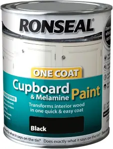 Ronseal One Coat Cupboard & Melamine Paint Black Gloss 750ML