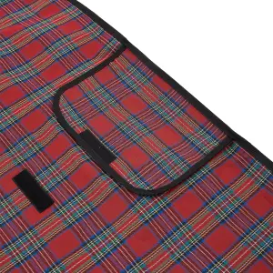 Red Portable Scottish Plaid Picnic Blanket