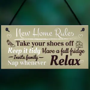 Red Ocean New House Rules Novelty Wall Plaque Shabby Chic Home Decor Kitchen Sign Friendship Gift