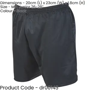 M/L - BLACK Junior Sports Micro Stripe Training Shorts Bottoms - Unisex Football