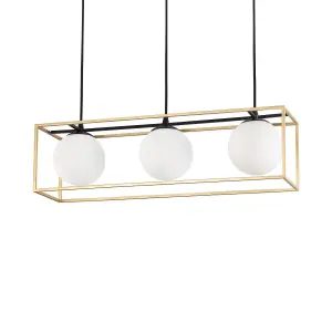 Luminosa Lingotto 3 Light Pendant Bar Light Antique Brass