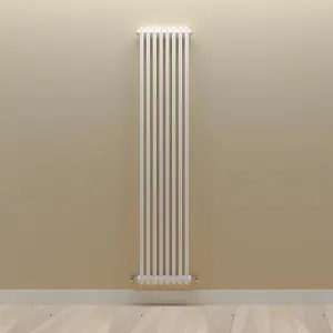 Vertical White Double Column Radiator (H) 1800mm x (W) 380mm, 5010 BTU.