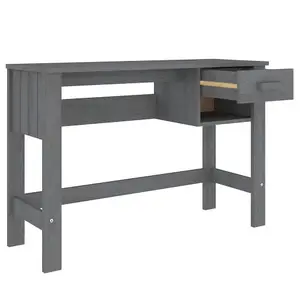 Berkfield Desk Dark Grey 110x40x75 cm Solid Wood Pine