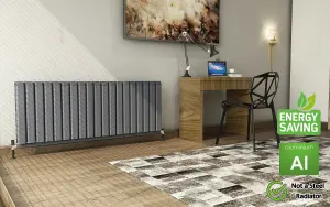 Aluminum Radiator Compatible with Heat pump. Model "Onyx" Grey. 1330 .500mm. BTU/hr:7271.