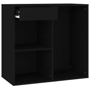 Berkfield Cosmetic Cabinet Black 80x40x75 cm Engineered Wood