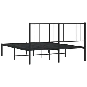 Berkfield Metal Bed Frame with Headboard Black 140x200 cm