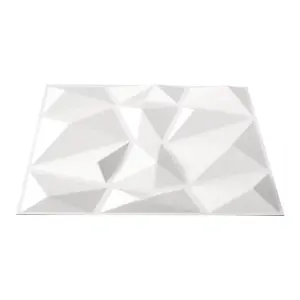 12 Pcs 3D Wall Panel Diamond for Interior Wall Décor Matt White 500 x 500 mm