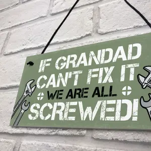 Red Ocean Grandad Fix It Screwed Man Cave Garage Shed Hanging Plaque Dad Grandad Gift Sign Funny