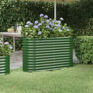 Berkfield Garden Planter Powder-coated Steel 114x40x68 cm Green