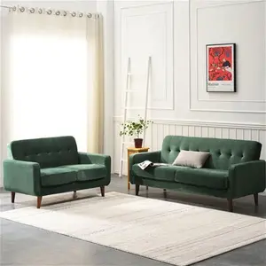 Clarence 2-Seater Green Velvet Sofa, Two-Seater Dark Green Fabric Sofa - Daals - Sofas