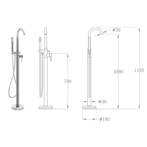 Freestanding Bathtub Faucet Stainless Steel 118.5 cm