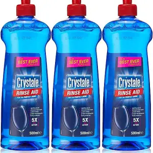 Crystale Total Action Dishwasher Rinse Aid - Streak Free Formula - 500ml (Pack of 3)