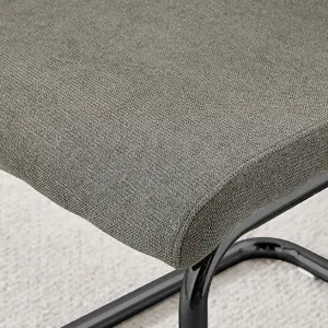 Furniturebox UK Lorenzo 2x Grey Fabric Black Leg Dining Chair