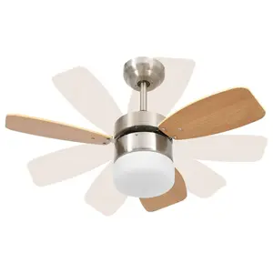 Burrell 76cm Ceiling Fan with LED Lights Brown