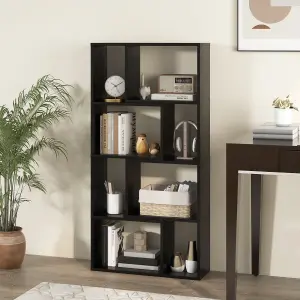 COSTWAY 5-Tier Geometric Bookshelf 120 CM Tall Bookcase Modern 8-Cube Display Shelving