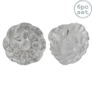 Nicola Spring - Glass Cabinet Knobs - Flower - Pack of 6