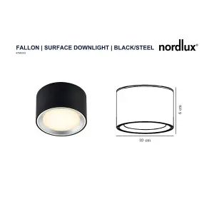 Nordlux Fallon Surface Indoor Kitchen Dining Hallway Downlight In Black/Steel (Height) 6cm