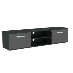 Vida Designs Cosmo Black 2 Door TV Unit 160cm Sideboard Cabinet