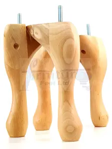 QUEEN ANNE WOODEN LEGS 250mm HIGH SET OF 4 NATURAL REPLACEMENT FURNITURE FEET  M8