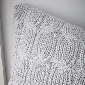 Catherine Lansfield Chunky Marl Knit Cosy 45x45 cm Cushion Silver Grey