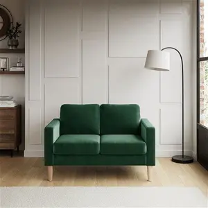 Dunelm Jacob Velvet Small 2 Seater Sofa, Mid Century, Jacob Bottle Green, Fabric/Velvet