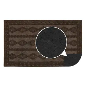 JVL Knit Rubber Backed Indoor Doormat, 40x60cm, Brown