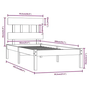 Berkfield Bed Frame Solid Wood 90x200 cm