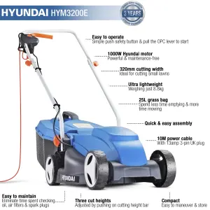 Hyundai HYM3200E Corded Rotary Lawnmower